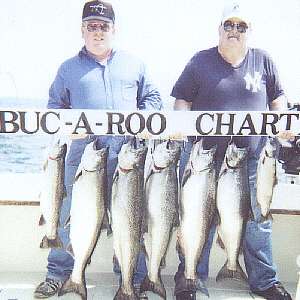 Here is what a great day of fishing on Lake Ontario is all about! Raymond Martin and Dave Criss had a very memorable day boating these kings and having battled and lost several more. It is awesome to see the fishing returning to the once famed glory it had