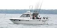 Captain Bill Ruth has been fishing the waters of Lake Ontario for over 25 years and has built his reputation by constantly innovating. If learning how to catch more and bigger fish is what you're interested in, the Billy V is your boat. We specialize in putting you over trophy-sized Brown Trout, Rainbow Trout, Lake Trout, Coho Salmon, Atlantic Salmon