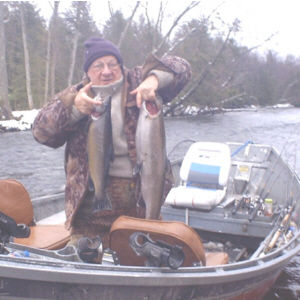 Drift Boat fishing on the Salmon River can be a very exciting and productive way to spend a day. Certain sections of the river that are not fishable with plugs but still have fish holding in them would require them to stop and fish with flies or egg sacs.