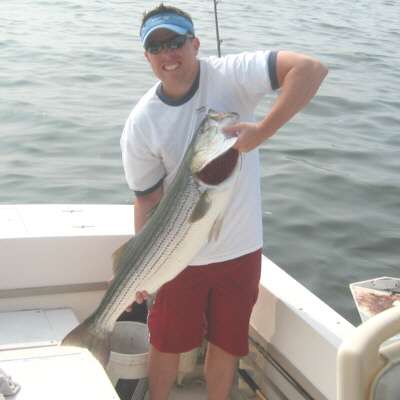 Michael Redmond was fishing at Breezy Point aboard the Irish Mist. He had snagged a bunker and while reeling it in this big 40 inch striped bass decided to make lunch out of it