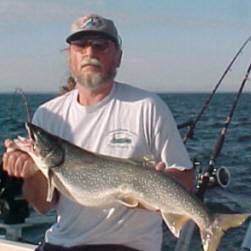 Nick erway with a nice 14 pound Lake Trout