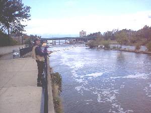 This is a view of the Oswego River looking south  towards Lake Ontario