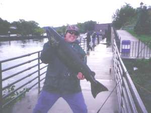 Joe Del Buono from Wyckoff, NJ. with his 35 pound king salmon from the Oswego River.