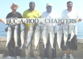 The fishing was fantastic as the photos show. The days catch consisted of King Salmon, Brown Trout, Steelhead, and Lake Trout